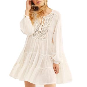 Sarongs Beach Caftan Dress Cover-ups White Cotton Tunika för kvinnor Pareo baddräkt täcker sexig strandkläder #Q920