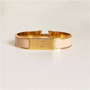 Klassiskt armband 18K guldarmband för män emaljkvinnans manschettälskare 12 mm bred med 4stp