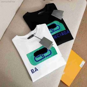 Brand BA Pure Cotton Short Sleeved Summer New Paris Buckle T-shirt Unisex Round Neck Loose Print Trendy T-shirt For Couples