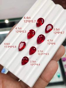 Loose Gemstones Pirmiana Gemstone Pear Shape Lab Grown Pigeon Blood Ruby Gems For Diy Jewelry Rings Necklaces Earrings Making