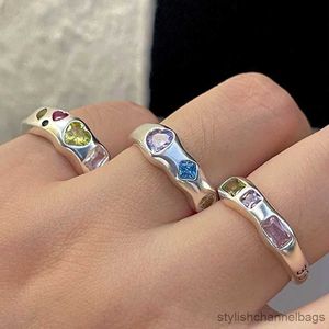 Band Ringe Silber Farbe Kristall Ringe für Frauen Mädchen Geschenk Amethyst Citrin Zirkon Hochzeit Schmuck Dropship
