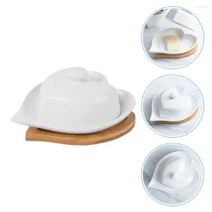 Dinnerware Sets Snack Plates Ceramic Heart Dish Wedding Supplies French Butter Storage Container Box Glass Bread