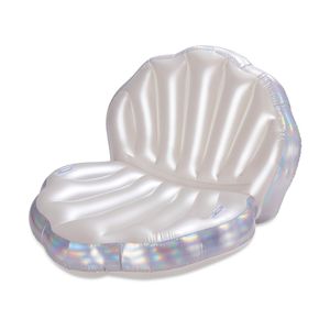 Inflatable Holographic Seashell Pool Float, Holographic Silver, for Adults, Unisex