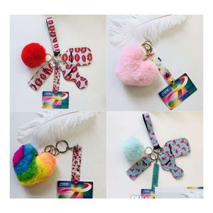 Nyckelringar Söt kreditdebitering Bankkort Grabber Heart Pompom Akryl Pler For Long Nail ATM KeyChain Cards Clip Nails Tools Drop Deliv Dhiho