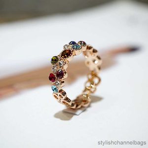 Bandringar charm kvinnlig liten rund sten ring stil rosguld förlovningsring vintage färgglada bröllopsringar för kvinnor