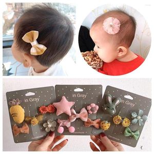 Hårtillbehör 5st/Set Hairpin Set för Baby Girl Cartoon Crown Bow Star Girls Söta barns huvudbonader