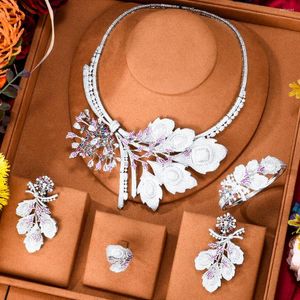 Collana Orecchini Set Siscathyy Luxury Full Micro Cubic Zircon Wedding Gorgeous Fine Jewelry For Women Collar Accessories