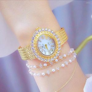 Zegarek 2023 Luksusowa biżuteria ins Pasek pszenicy elegancki kwarcowy Diamentowy zegarek damski zielony elegancki wodoodporny relOJ