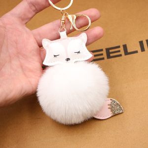 Plush Keychains Top Fox Leather Plush Bag Key Chain Fox Head Toy Plush Ball Book Bag Pendant