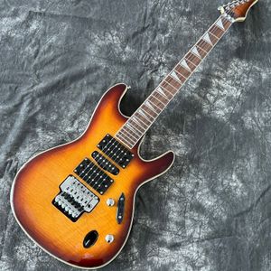 In stock tremolo electric guitar ultra-thin body with tiger maple veneer