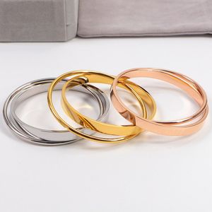 Braccialetti a doppio anello di marca di moda di lusso braccialetto piccolo doppio anello acciaio al titanio oro rosa 18 carati bracciale coppia amore donna