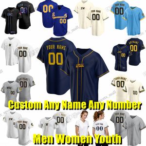 Maillot de baseball personnalisé S-6XL Christian Yelich Joey Wiemer Brian Anderson Mike Brosseau Matt Bush Corbin Burnes Victor Caratini William Contreras Adrian Houser