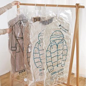 Storage Bags Vacuum Clothes Dustproof Bag Hanging Transparent Coat Jacket Sweater Compression Save Home Wardrobe Organizers