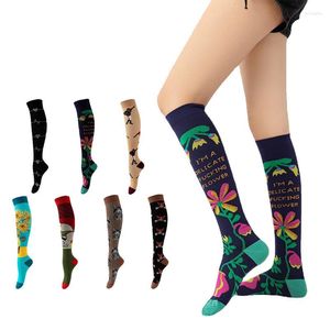 Men's Socks Sports Stockings Compression Muscle Strength Soft Pressure Sunflower Olive Player Pattern