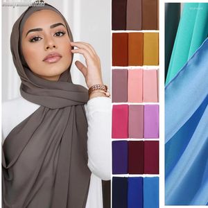 Schals Schwere Chiffon Plain Hijabs Frauen Tücher Malaysia Kopf Turban Muslimische Islamische Mädchen Kopfbedeckungen Arabische Shayla Headwrap