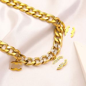 18K Gold Plated Luxury Designer Necklace for Women Brand Letter Pendant Thickness Chain Necklaces Jewelry Accessory High Quality Never Fade 13Style