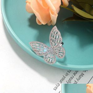 Band Rings New Super Fairy Zircon Butterfly Open Index Finger Ring Fashion Temperament Sweet Wild Love Female Jewelry Drop Delivery Dhnno