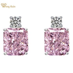 Stud Wong Rain 925 Sterling Silver Ice Crushed Cut Lab Sapphire High Carbon Diamonds Gemstone Wedding Ear Studs örhängen Fina smycken 230515