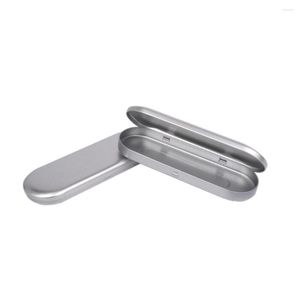 Silver Pen Case Simple Metal Pencil Mini gångjärn Tennbox Makeup Brushs Organisatörer Nagel Clipper Nipper Storage