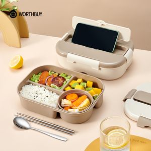 Bento Boxes WORTHBUY Fiambrera portátil Bento con compartimento Microondas Contenedor de almuerzo de plástico para niños Adulto Contenedor de alimentos a prueba de fugas 230515