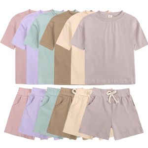 Completi di abbigliamento Tuta estiva essenziale Tuta per bambini per ragazze Top manica corta Pantaloncini Costume per bambini Abiti per bambini Abbigliamento sportivo 230512