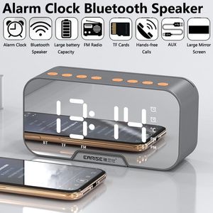 Saat Aksesuarları Diğer FM Radyo Çalar Saati Kablosuz Bluetooth Müzik Çalar Mirror LED Dijital Tablo Çift modlu Elektronik Masa WATC