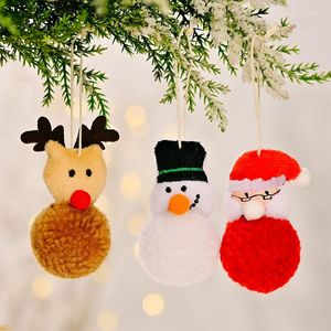 Julekorationer 2023 Happy Doll Hang Tree Pompom Hanging Wood Pendants Santa Claus Snowman Elk Ornaments