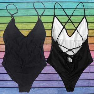 Kadın Mayo S-XL Boyut Pad Katı Mayo Kadın Bikini Seksi Bodysuit Tek Parça Mayo Kadın Plaj Giyim Yüksek Kesim Belirtme Takım Monokini H230515