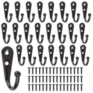 Hooks 24 Sets Of Robe Hook Towel Holder For Bathroom Kitchen Accessories Wall Coat Key With Screws Black