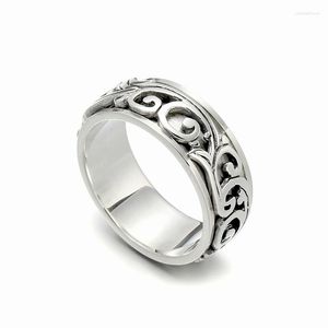 Anelli a grappolo L'anello nuvola di buon auspicio in argento sterling S925 può essere ruotato Banda mobile retrò tailandese