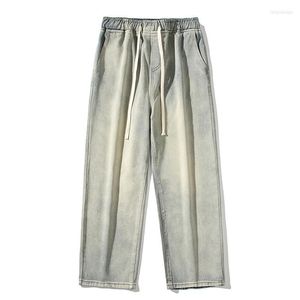 Мужские джинсы 2023 Уличная одежда мешковаренная мужская мода с прямой широкой широкой штаны Rretro мужская версия Студенческая джинсовая брюки