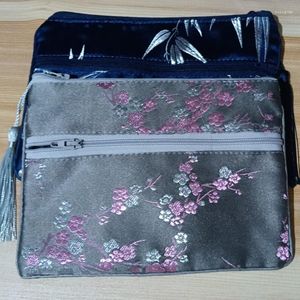 Bolsas de armazenamento 10pcs personalizados de seda de seda de seda dupla bolsa de bolsas de bolsa de telefones de viagem de jóias de viagem embalagem de maquiagem cosmética
