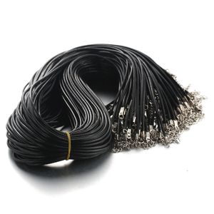 Black High Quality 60CM Braided Rope Necklaces Lobster Clasp Rope Chain 20PCS/Lot Lobster Clasp String Cord 9665