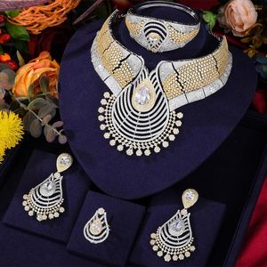 Necklace Earrings Set Siscathy Luxury Full Micro Cubic Zircon Wide Wedding Jewelry Women Noble Elegant Collar Accessory