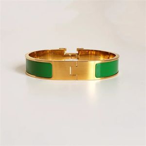 Klassiskt armband 18K Gold Bangle for Men Emalj Women Cuff Lover's 12mm breda med IESD LB1O