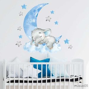 Adesivos para crianças adesivos de brinquedo decalques de parede de animais de animal coelho elefante lunar adesivos de parede para bebê quarto menino quarto decoração de garotas decoração de garotas quarto papel de parede