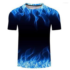 Camisetas de hombre, Camiseta azul de verano, Camiseta informal negra 3D para hombre y mujer, Camiseta de Anime, ropa de calle de manga corta