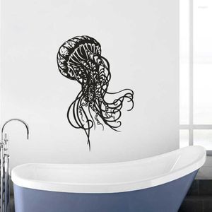 Wall Stickers Sea Ocean Theme Bathrroom Decoration Jellyfish Sticker Animal Decals Removable Mural