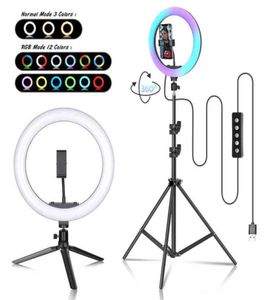 12 Inch Ring Light LED Selfie Lamp RGB 15 Colors 3 Model With Tripod Stand USB Plug For YouTube Live Makeup Pography W2204143152820