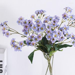 Decorative Flowers 3 Forks/Bouquet Artificial Little Tung Blossom Cornflower Silk Wedding Living Room Decoration Fake Dining Table Ornament