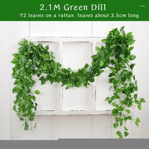 Decorative Flowers 210cm Artificial Green Plants Ivy Leaves Garland Fake Foliage Vine Hanging Rattan For Home Wedding Decor Party Supplies