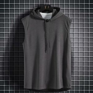 Herrpolos sommarmens muskel hoodie väst ärmlös kroppsbyggande gymträning fitness skjorta högkvalitativ hiphop sweatshirt topps 230512