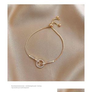 Charm Bracelets Sier Micro Inlaid Cz Circle Snake Chain Bracelet For Women Geometric Party Jewelry Gifts Drop Delivery Dhk0S