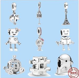 925 Charm Perlen Zubehör passen Pandora Charms Schmuck Schmuck Geschenk Großhandel Flugzeug Roboter kleines Mädchen Vogelkäfig