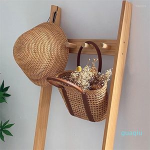 Akşam çantaları plaj sepet yaz çantası saman moda rattan crossbody omuz büyük dokuma el yapımı çantalar