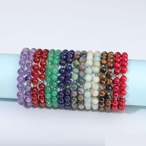 Charme Pulseiras 8mm Moda Bead Pulseira Natural Pedra Cura Cristal Estiramento Frisado Mulheres Homens Handmade Gemstone Jóias G Dhgarden Dhhpw