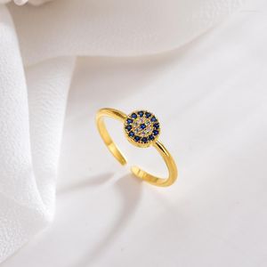 Klusterringar MloveAcc 925 Sterling Silver Blue Eye for Women Cubic Zirconia Female Ring med en smyckespresent