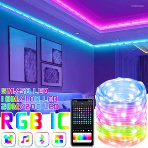 Stringhe Bluetooth Remote Control Fairy Light RGB USB Ghirlanda impermeabile 5 / 20M LED String Lights Matrimonio Compleanno Lampada Decoratio Anno