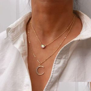 Pendant Necklaces Bohemian Jewelry 2022 New Fashion Pop Moon Mtilayer Necklace Female Wholesale Christmas Women Gifts Drop Delivery P Dhc6H