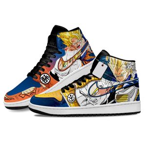 Moda sukienka butów mężczyzn Vegeta i Goku Super Saiyan DB Anime Sneakers High Tops Rubfit Graffiti Designer Custom Animes Treners MN2102 EU 36-48